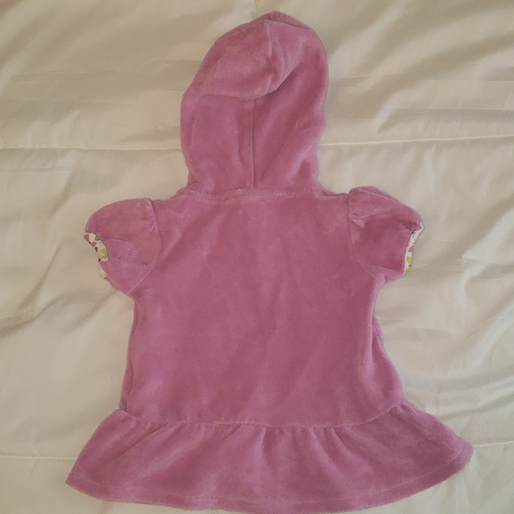 Zip-up Terry Cloth Robe w/ Butterfly Print Lining - Picture 4 of 5